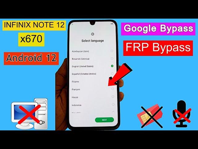 Infinix Note 12 (X670) FRP Bypass Android 12 | Google Account Unlock | FRP Unlock Without PC 2023