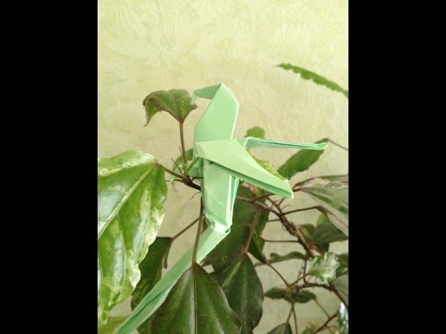 Как сделать из оригами попугая. Оригами попугай, Не модульная схема. Origami Mascot parrot.