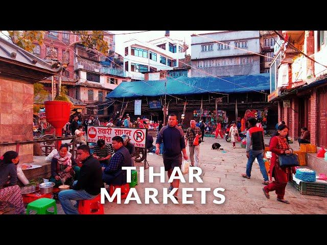 Tihar Festival Morning Markets in Kathmandu - Ason | Festivals of Nepal | Tour of Nepal | 4K ASMR