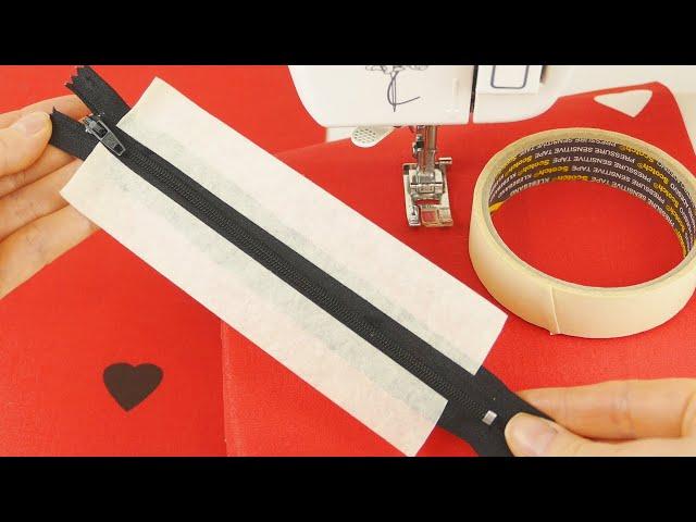 If you knew how easy to sew zipper this way | Sewing techniques with sticker tape