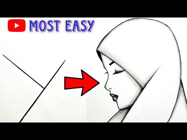 How to draw Beautiful girl With Y | Easy girl drawing for beginners | Hijab girl drawing | Lavi arts