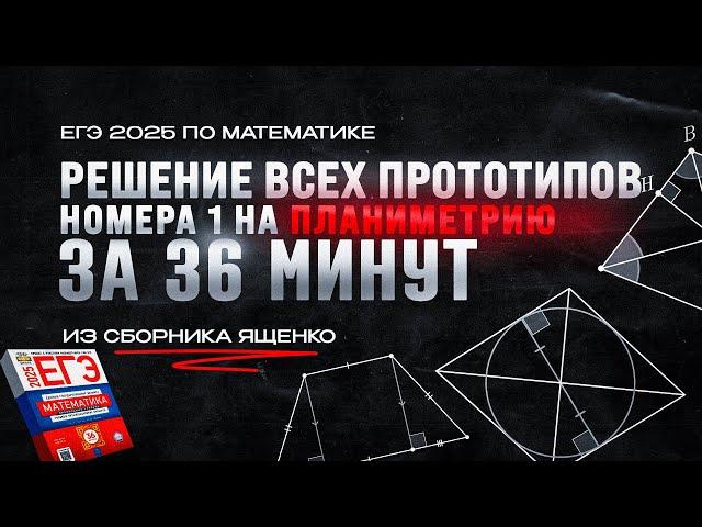 ВСЕ ПРОТОТИПЫ №1 НА ПЛОЩАДИ И ЧЕТЫРЕХУГОЛЬНИКИ за 36 МИНУТ | ЕГЭ 2025 по математике