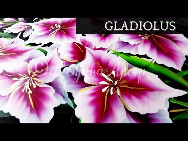 Beautiful gladiolus flower painting step by step acrylic painting on canvas for beginners