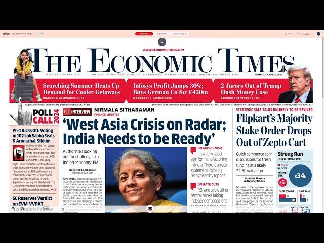 19 April 2024 | The Economic Times Newspaper | Profitnama | Daily Finance & Business News Analysis