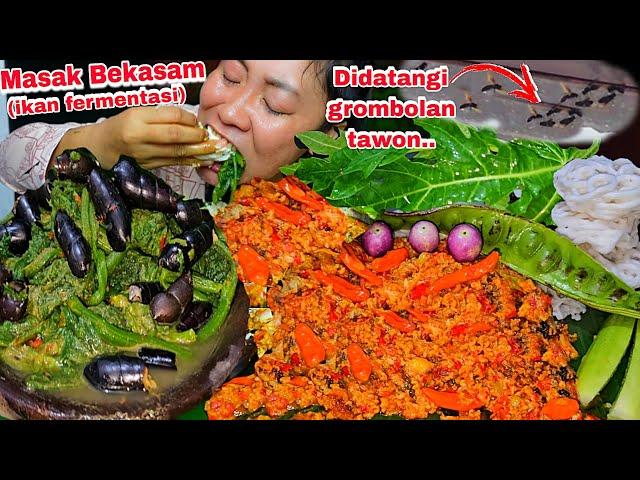 COOKING BEKASAM (FERMENTED FISH) IS COME BY A BIG WASPS 