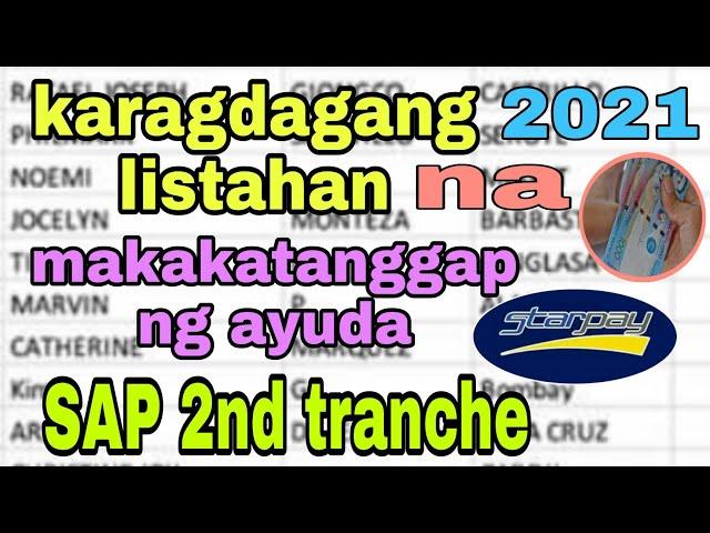 karagdagang listahan ng mga benepisyaryo na makakatanggap ng sap second tranche | march 2021