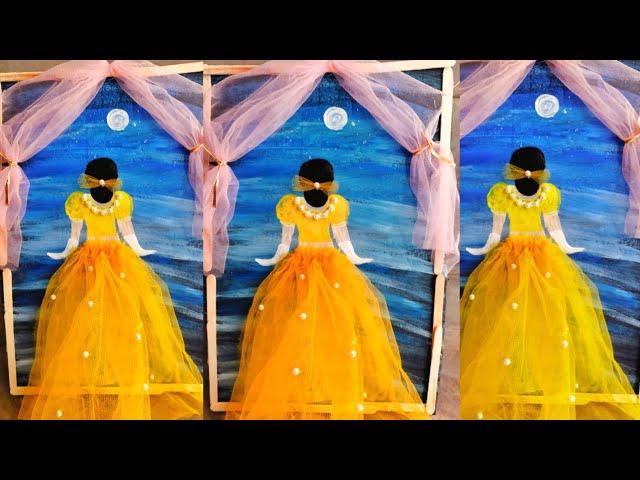 Beautiful 3D Wall Decor Princess penting # Wall hanging craft ideas # Doll Drawing #wall decor craft