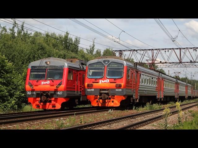 Train videos. Trains on the Moscow - Kashira railway. Mikhnevo - Zhilyovo stretch. Russia.