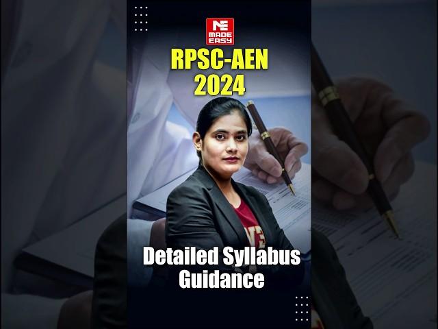 RPSC AEN 2024 Exam Syllabus | Complete Breakdown by Lamiya Ma'am | MADE EASY