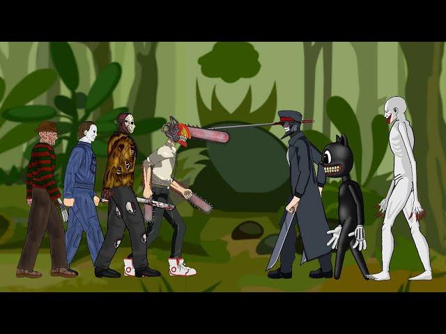 Chainsaw Man, Jason, Freddy, Michael vs Katana man cartoon cat, SCP 096 - Drawing Cartoon 2