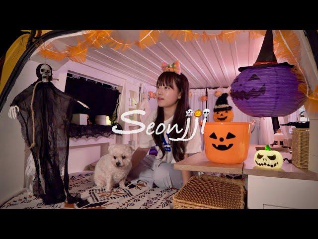 We have Halloween car camping in our own camper van. Solo camping with a cute dog.