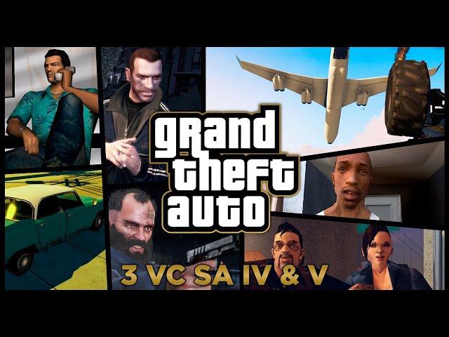 GTA 3, VICE CITY, SAN ANDREAS, IV & V - 100% Completion Full Game Walkthroughs (1080p 60fps)