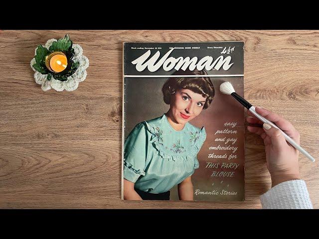  ASMR | 1950s Vintage Magazine Flip Through | whispering, tracing, brushing 