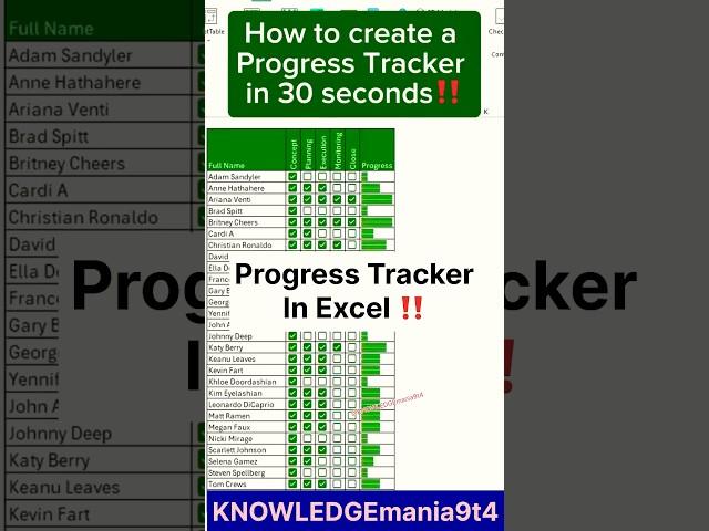 How to Create a Progress Tracker ‼️ #shorts #excel #exceltips #computer