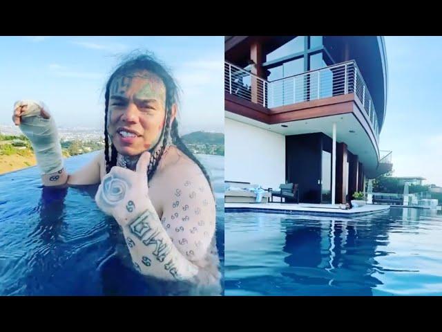 6ix9ine Says LA is Officially His City Shows Off New Mansion In The Hills