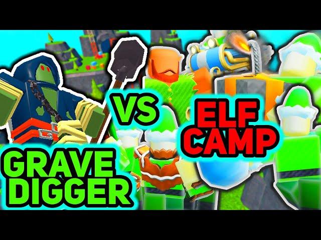 8 ELF CAMPS vs GRAVE DIGGER - Tower Defense Simulator