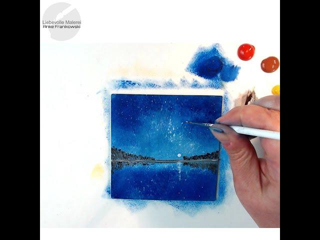 Einfach eine Spiegelung im Wasser / See mit Acryl malen | Acrylmalerei Ideen für Anfänger, Kurzvideo