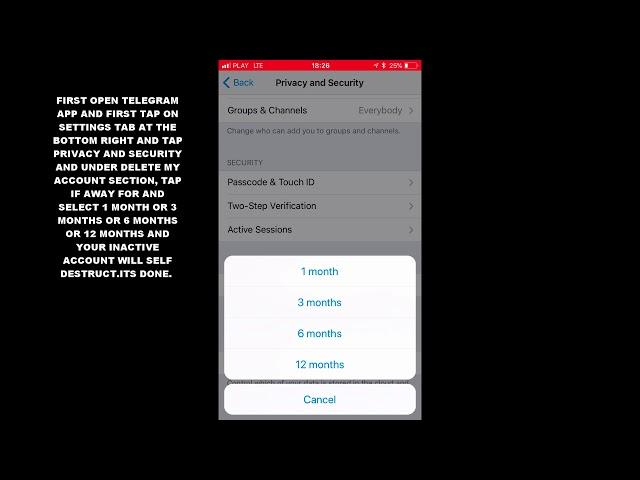 HOW TO SELF DESTRUCT TELEGRAM ACCOUNT IN TELEGRAM APP (IOS)