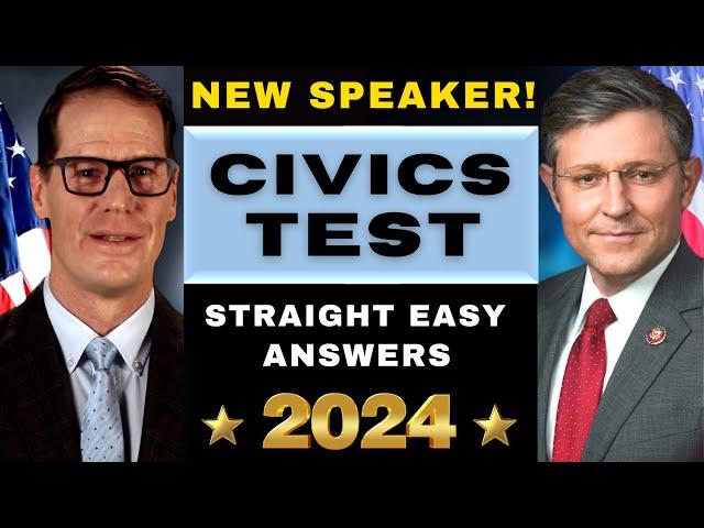 1 to 100 Fast Civics Test 2024, US Citizenship Questions/Answers w/ New Speaker, Ciudadania