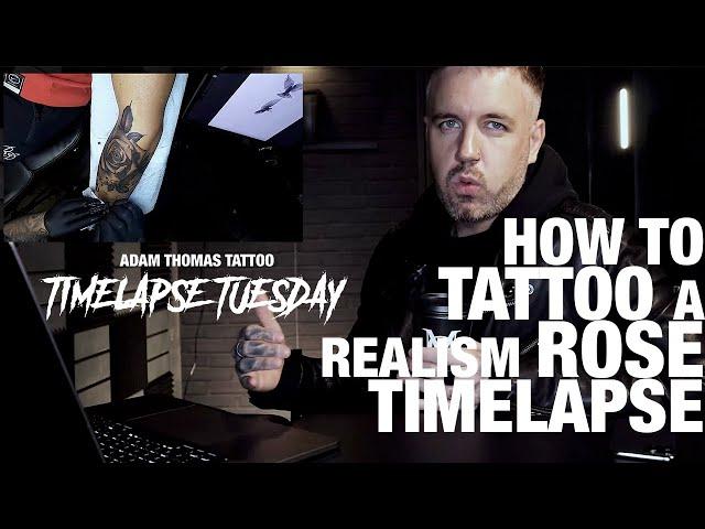 How to TATTOO a Black and grey Rose TIMELAPSE + Walkthough