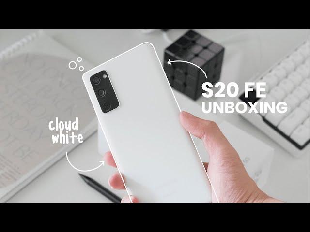 samsung s20 FE aesthetic unboxing  | cloud white + accessories