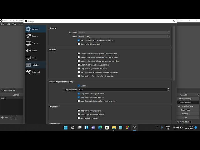 How to add shortcut key start/stop recording in OBS studio