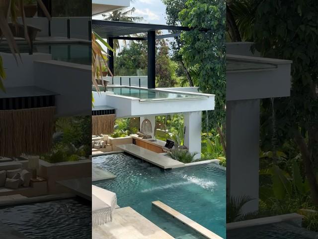 This modern tropical house has a small WATERFALL inside! #shorts #luxuryhome #balivilla