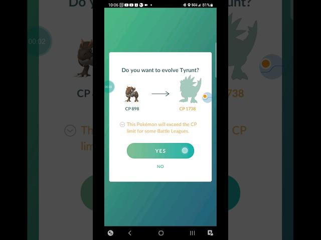 Evolving Tyrunt Into Tyrantrum - Pokémon Go - Tuesday, April 4, 2023