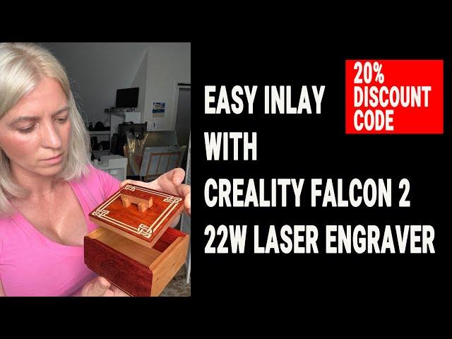 Creality Falcon 2  laser engraver. Elevate your woodworking skills with inlays. Inlay=Money