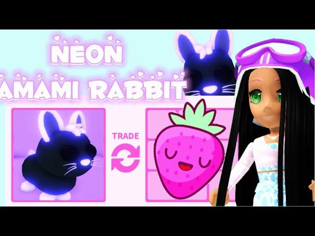 Making & trading neon amami rabbit in adopt me (roblox)