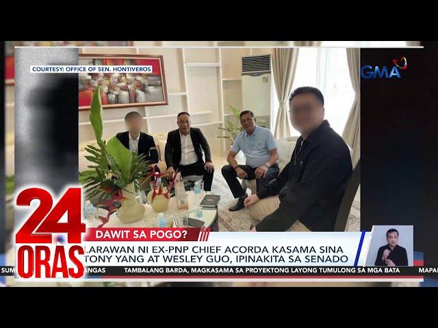 Larawan ni ex-PNP chief Acorda kasama sina Tony Yang at Wesley Guo, ipinakita sa Senado | 24 Oras