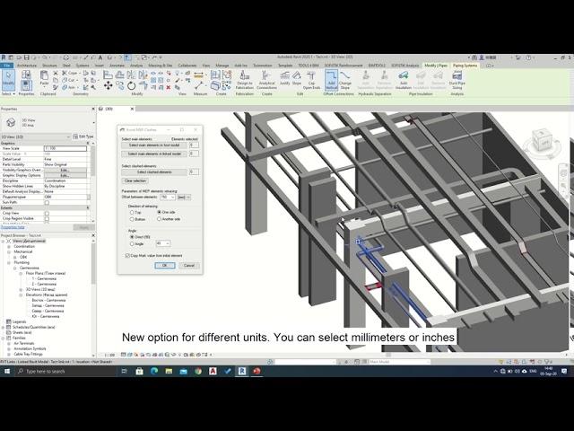 Revit plugin: Avoid MEP clashes. Resolving of clashes in MEP systems. Version 1.1