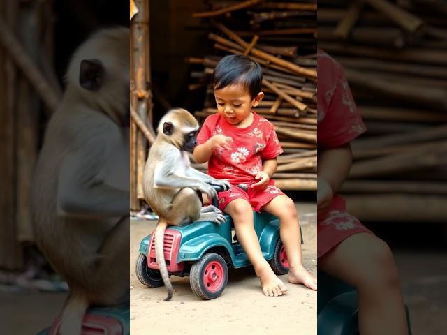 The little boy's best friend monkey @vdsmonkey2228 #monkey #funny #shorts #video