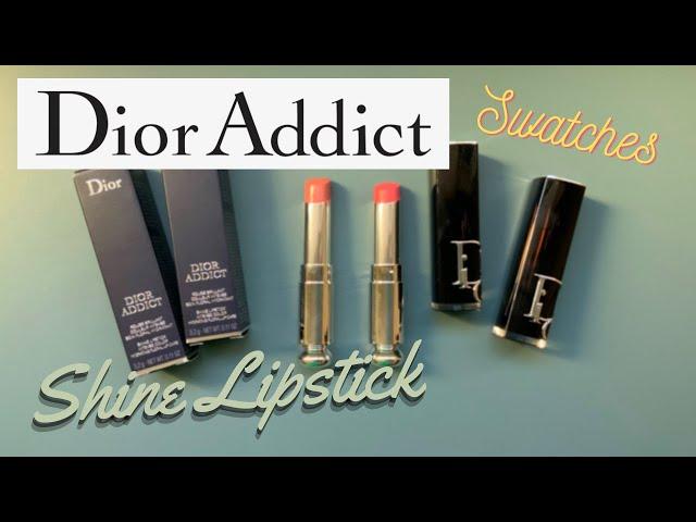 DIOR ADDICT Shine Lipsticks 329 Tie & Dior 373 Rose Celestial swatches