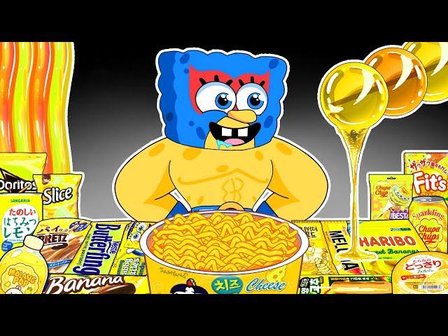 Best of Dessert YELLOW Food Mukbang Animation With SPONGEBOB EL PRIMO | ASMR Mukbang