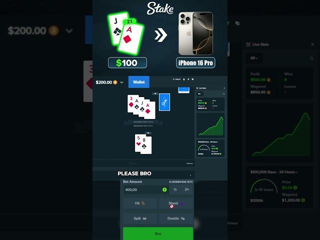 blackjack challenge iphone 16 pro #shorts #gambling #blackjack #stake