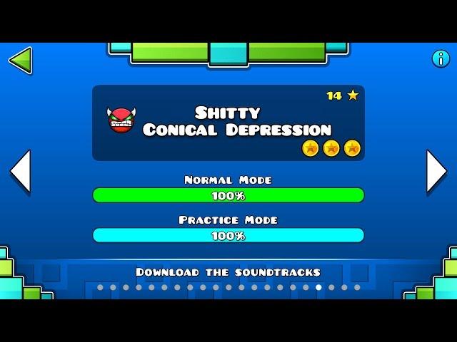 Geometry Dash - 'Sh#tty Conical Depression' 100% Complete.