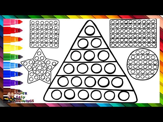 Drawing and Coloring 5 Geometric Shapes POP IT 🟩⭐🟠 Drawings for Kids