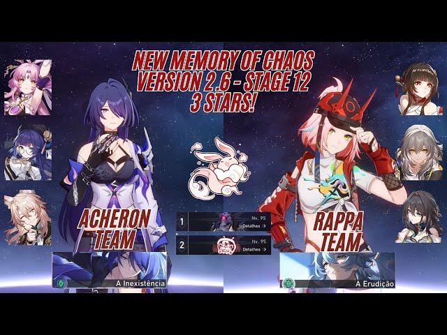 New Memory of Chaos -  2.6 - Stage 12 - Acheron Team and Rappa Team - 3 STARS -  Honkai Star Rail