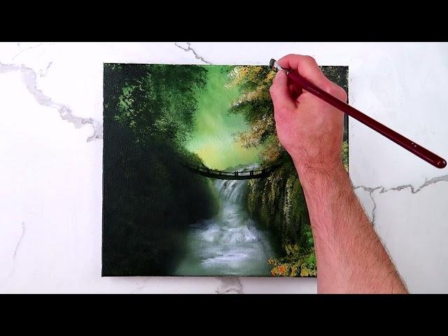 Sunny Side of the Waterfall | acrylic landscape painting demo