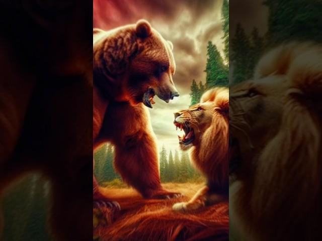 Lion Vs Bear Fight  #amazing #shorts #nature