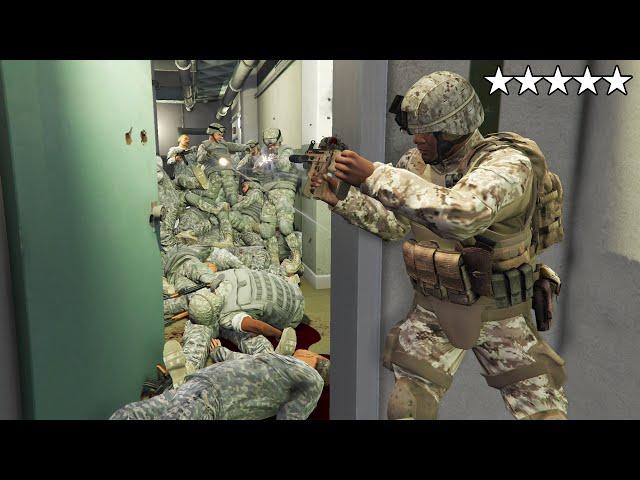 GTA 5 - ARMY Franklin VS Military Base! (FIVE STAR WAR)