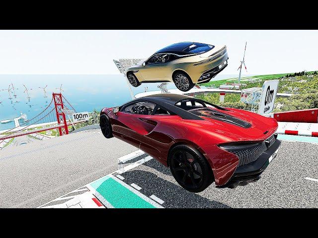 Big High Ramp Jumps with Expensive Sports Lux Cars Crashes #3 - BeamNG Drive