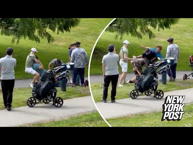 Nasty brawl erupts on Canadian golf course after one group kept shooting balls at the other: video