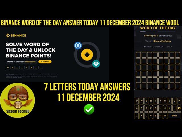 Cracking the Code to Binance's Daily WORD OF THE DAY Challenge | Binance Word of the Day 11 Dec 2024