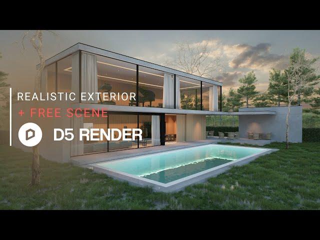 Realistic Exterior Render with D5 Render | Private House 330 | Downloadable Project File Included