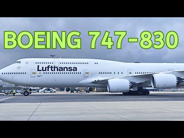 Lufthansa Boeing 747-830 at Lisbon Airport - Pushback & Taxi (Close-up).