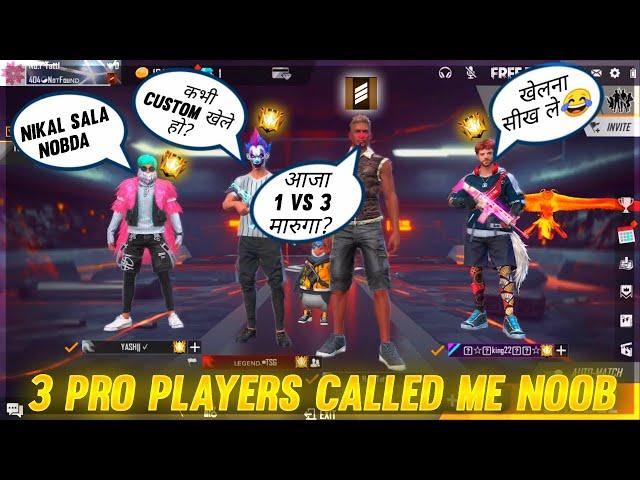 3 Random Grandmaster Player Call Me noob i challenge them 1 v 3 custom room - GARENA FREE FIRE