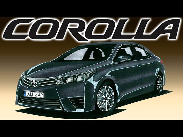 Как нарисовать Тойоту Короллу | How to draw TOYOTA COROLLA | Realistic car drawing TOYOTA COROLLA