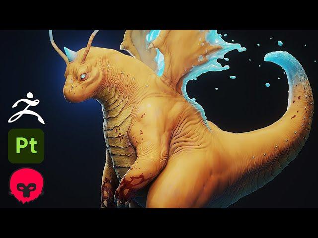 How I made DRAGONITE from POKEMON in ZBRUSH and SUBSTANCE PAINTER